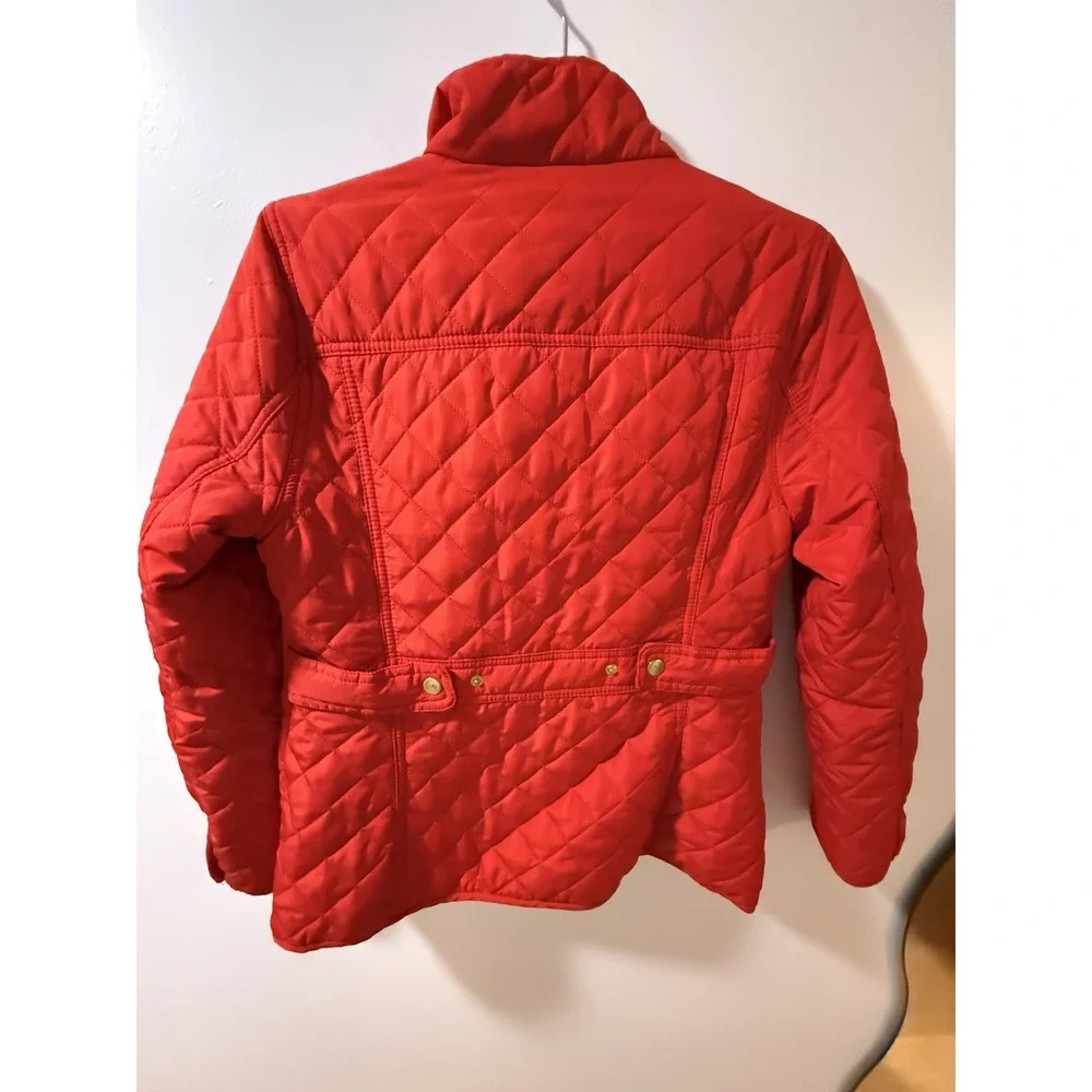 Crown & Ivy‎ Quilted Barn Gold Detail Buttons & Zip Jacket Red NWT PS 99.00$